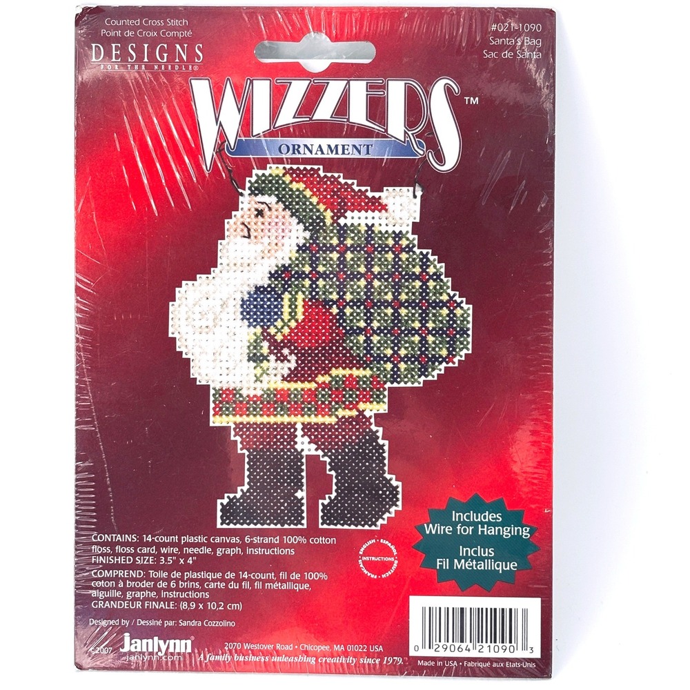 Janlynn Wizzers Santa's Bag Cross Stitch Ornament Kit 021-1090 Sealed Vtg 2007